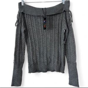NWT Delia’s Plus Size 3x Grey Cable Knit Off the Shoulder Sweater